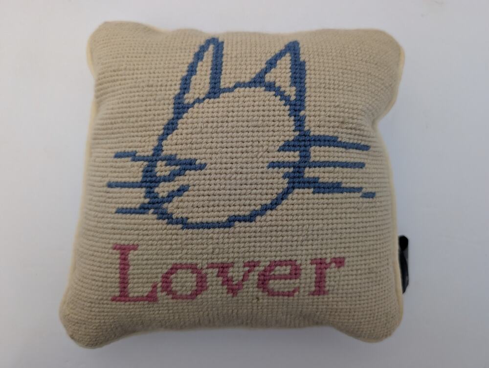Vintage Cat Lover Needlepoint Pillow Natura John Watson Handmade Wool